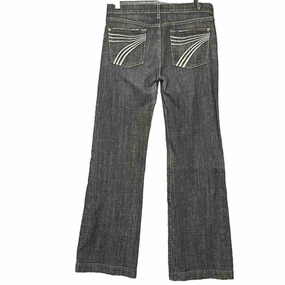 7FAM Jeans Womens 30 Dojo Charcoal Black Flare Cotton Stretch "7" Pockets Low